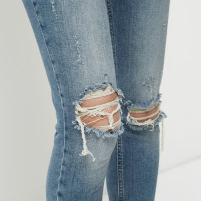 Blue wash Alannah ripped relaxed skinny jeans